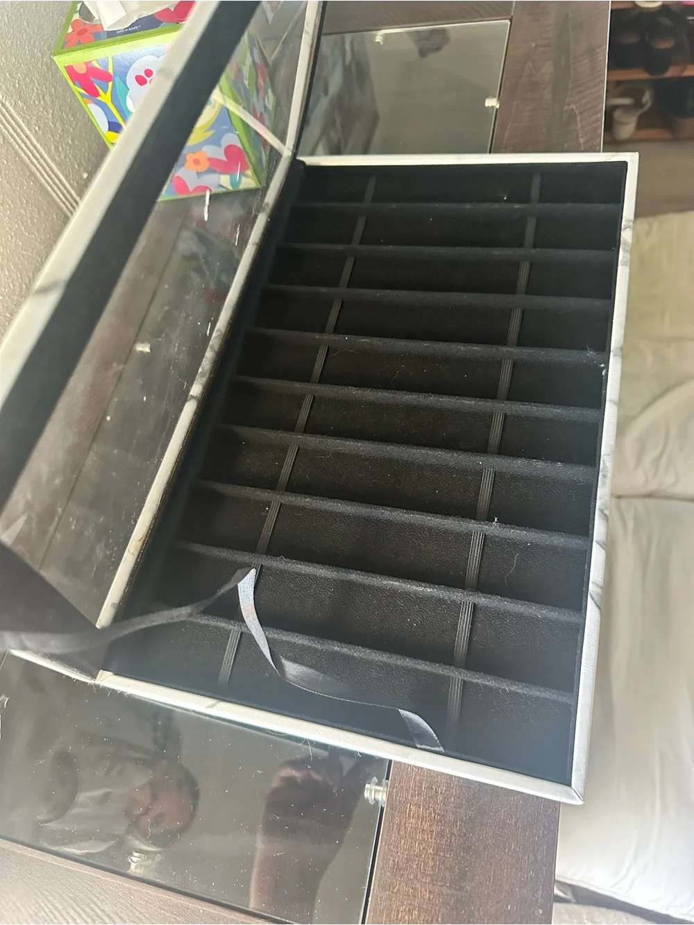 Marble Gray Jewelry/watch Display Tray with Clear Lid